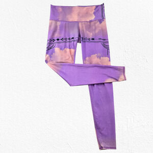 Teeki Purple Pink Cloud Print Recycled PET High Rise Yoga Leggings Size Medium